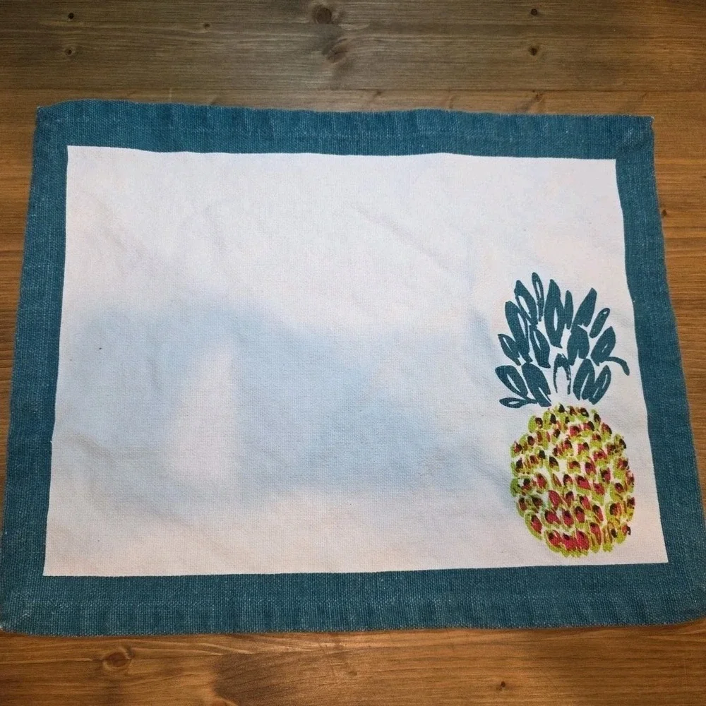 Set Of‎ 4 Pineapple Kitchen Placemats Turquoise 16x13